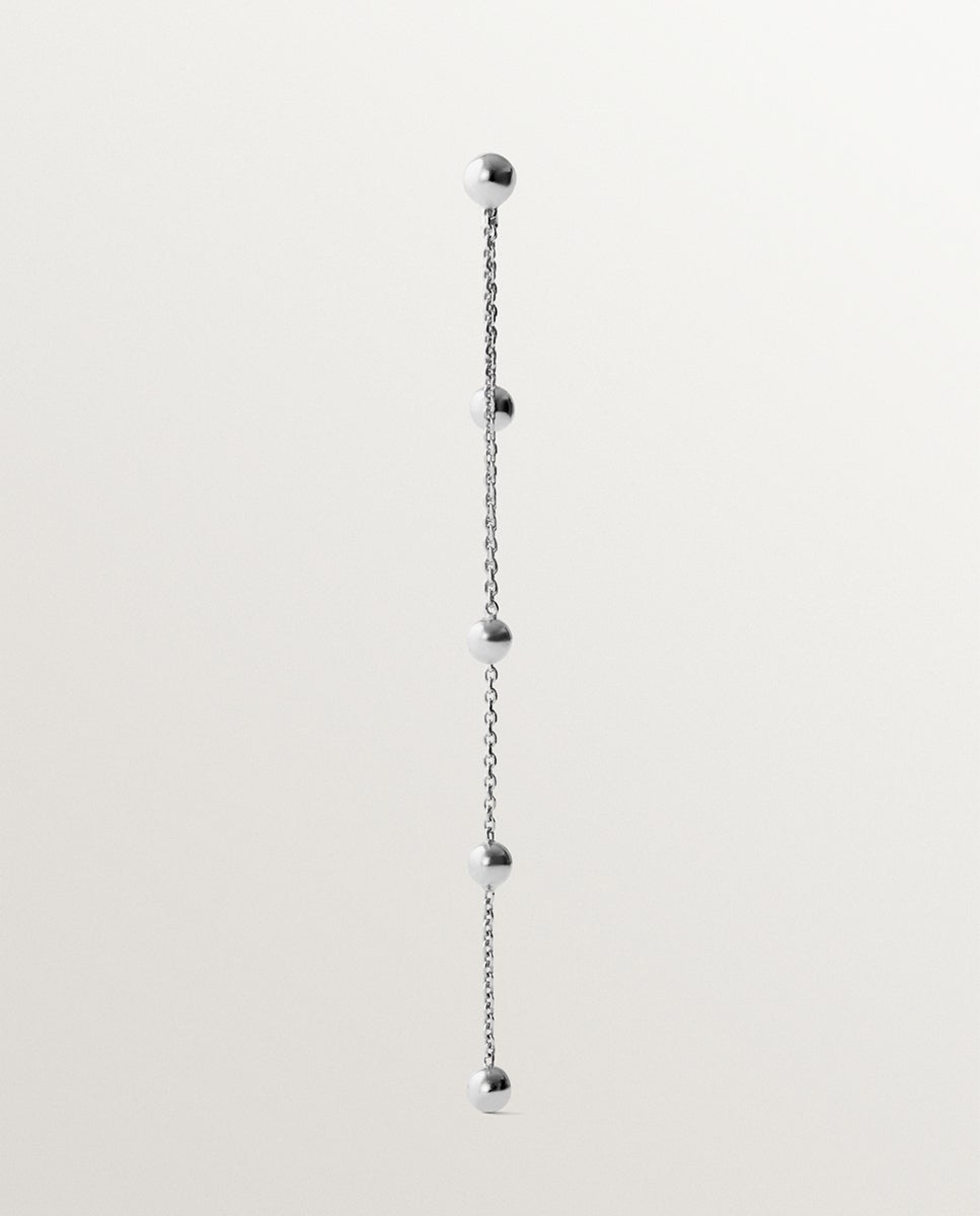 Brinco Pendiente Individual de Prata 925 com Esferas Prata-1