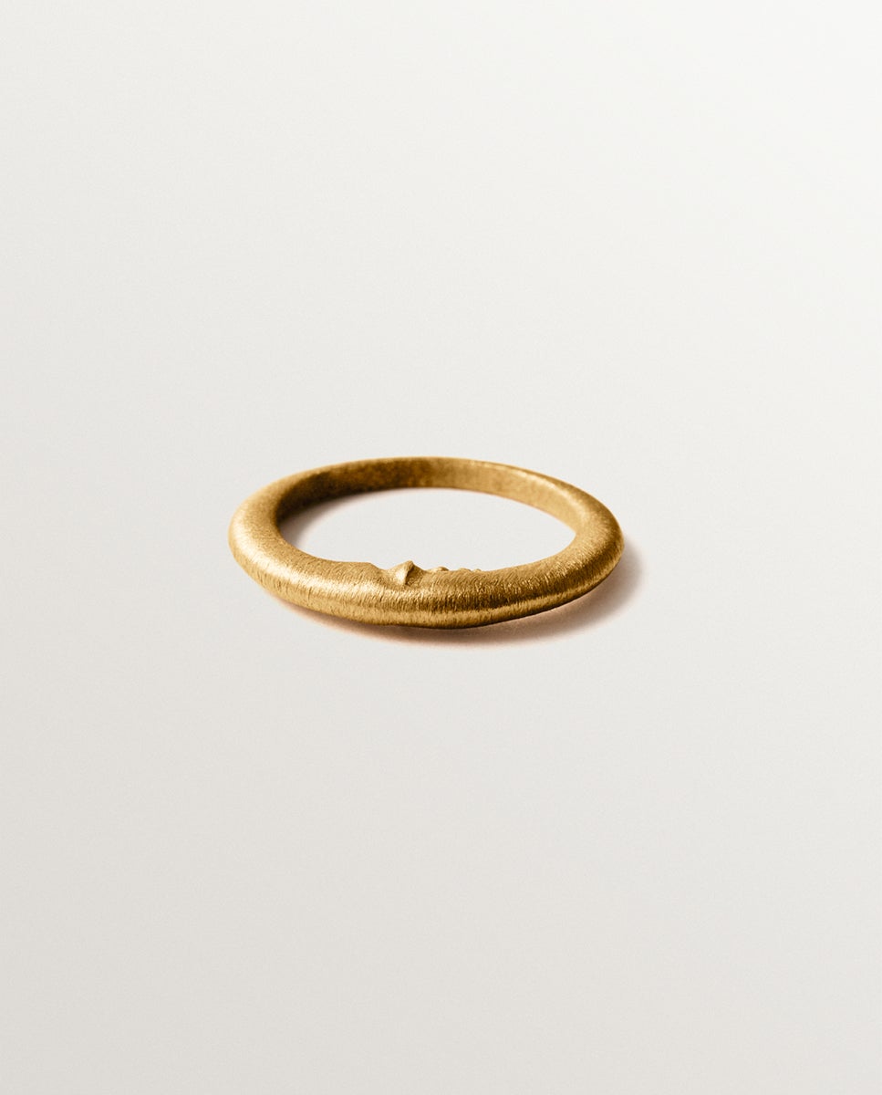 Anel de Prata 925 Banhado em Ouro de 18k e Forma de Lua Ouro-3