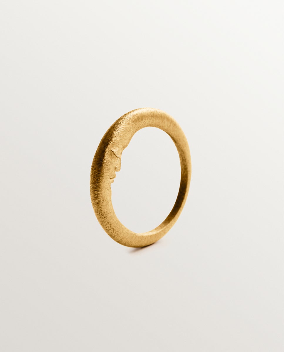 Anel de Prata 925 Banhado em Ouro de 18k e Forma de Lua Ouro-5