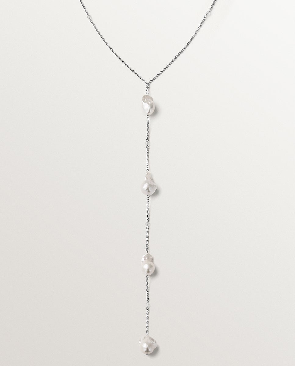 Imagem 0 de Corrente com Pendentes de Pérolas Barrocas e Cristais