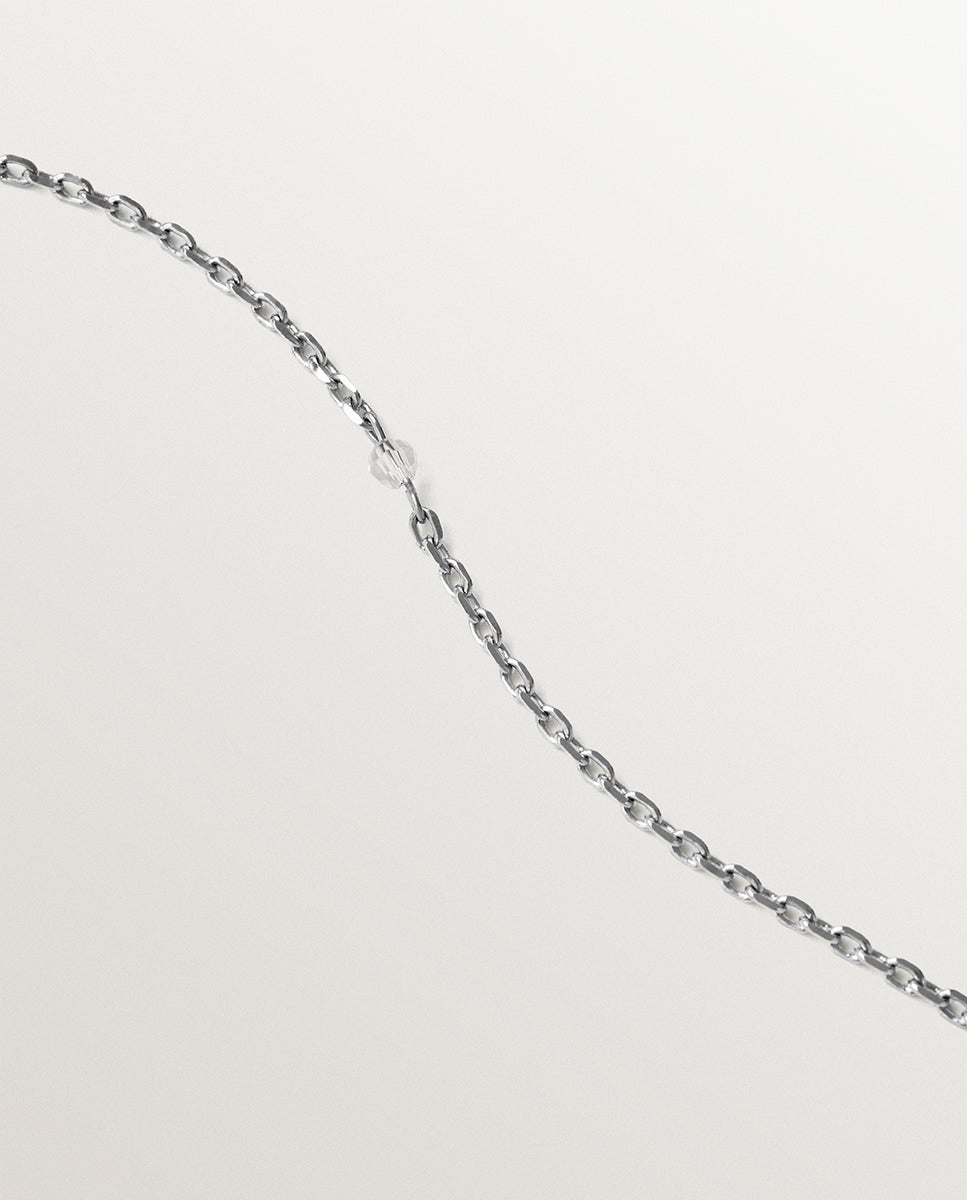 Corrente com Pendentes de Pérolas Barrocas e Cristais Branco-3