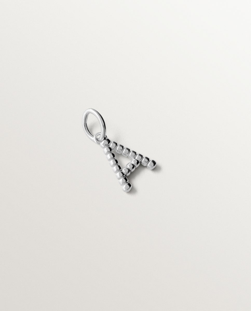 Imagem 0 de Charm de Prata 925 com Letra a e Motivos de Esferas