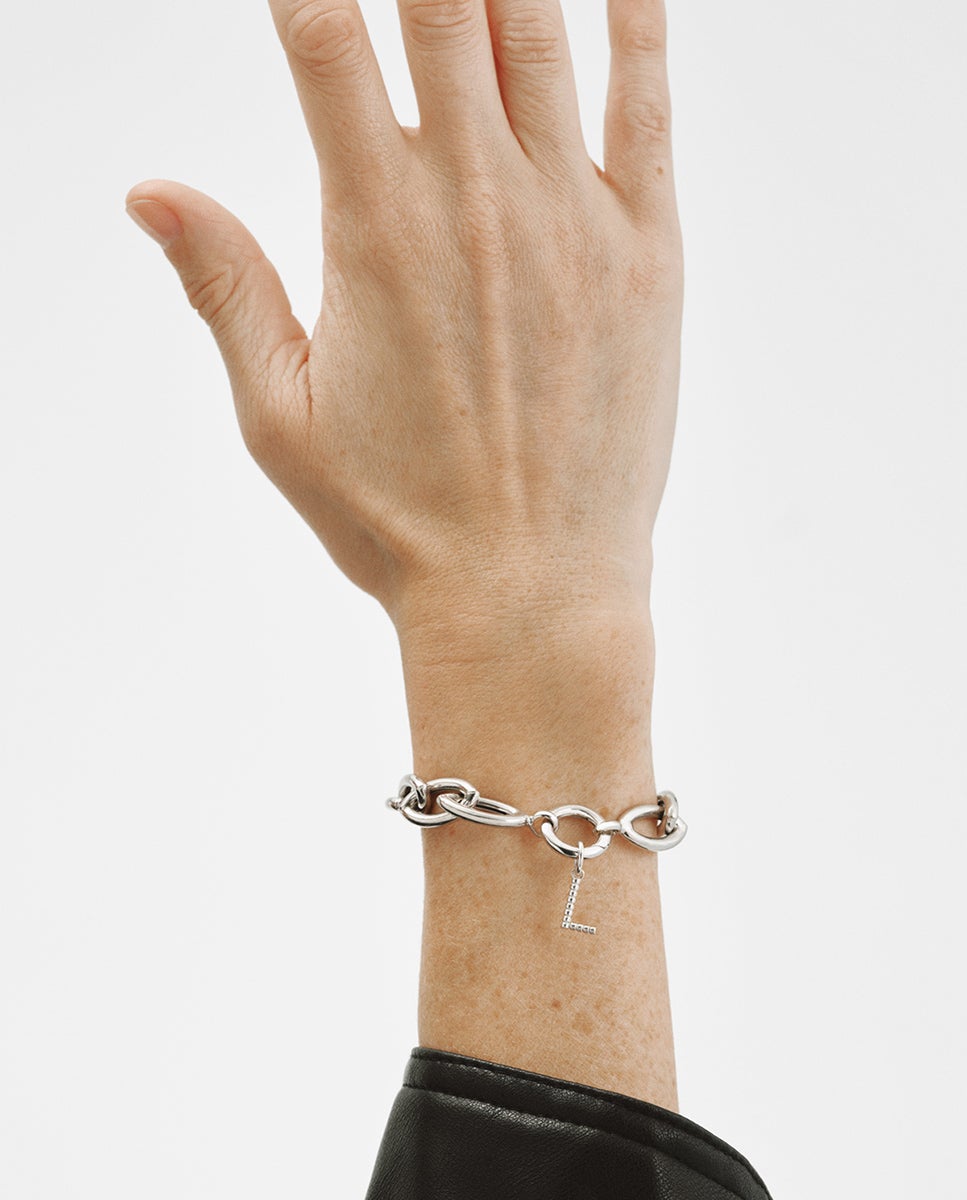 Charm de Prata 925 com Letra L e Motivos de Esferas Prata-4