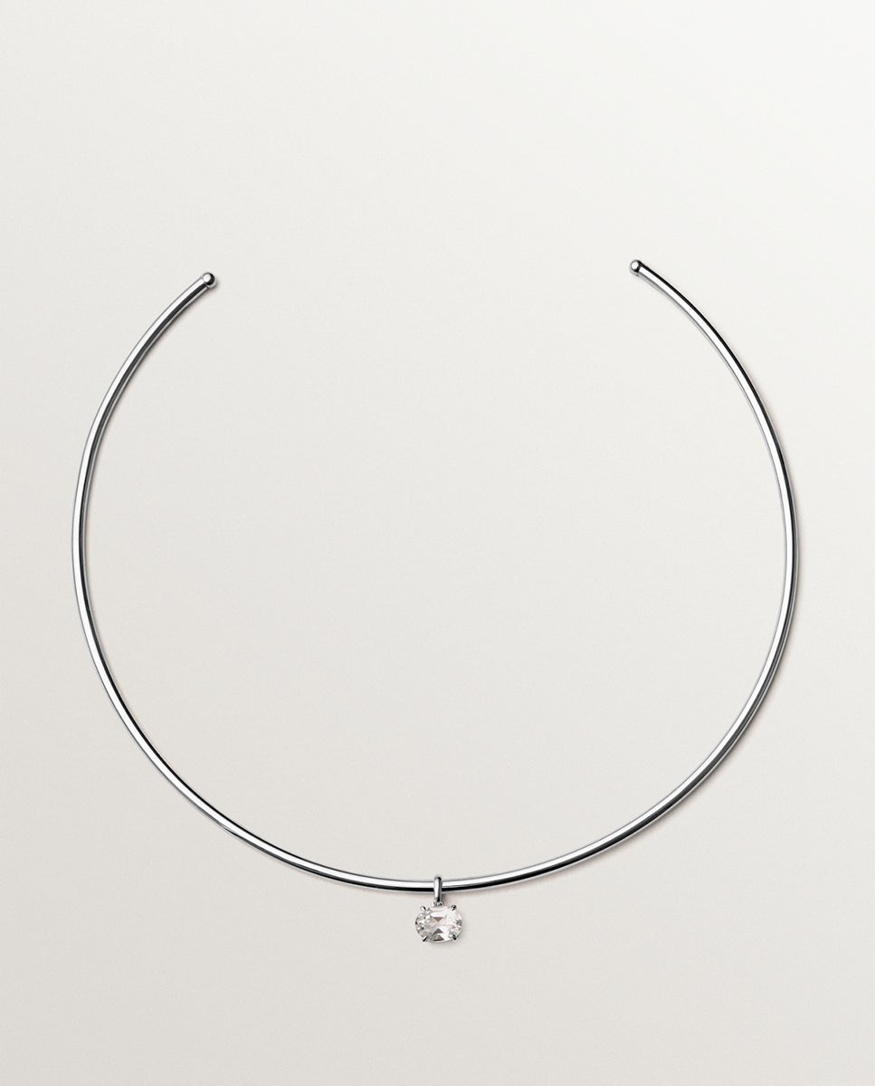 Imagem 0 de Corrente com Pendentes de Prata 925 com Quartzo em Branco