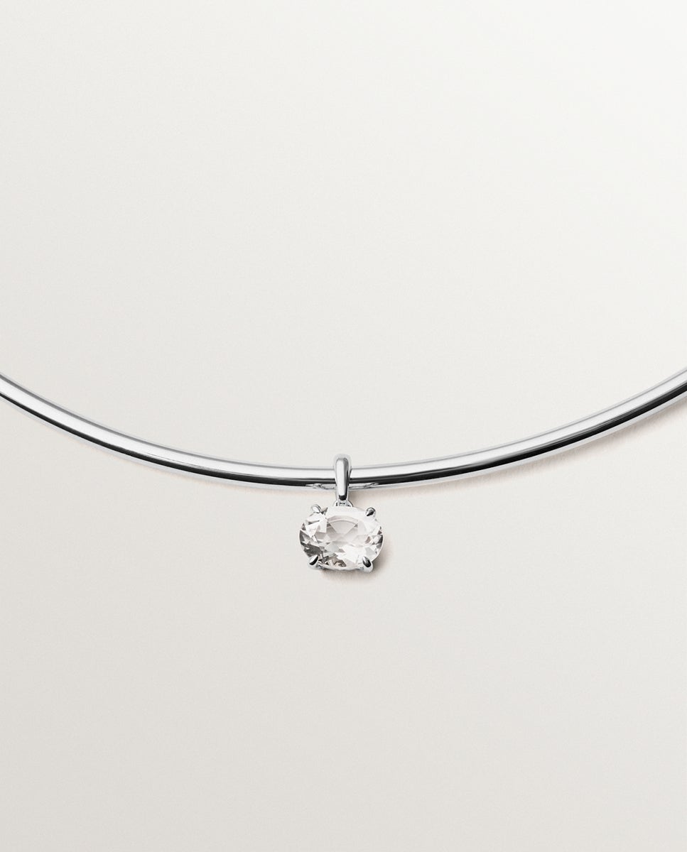 Corrente com Pendentes de Prata 925 com Quartzo em Branco Branco-3