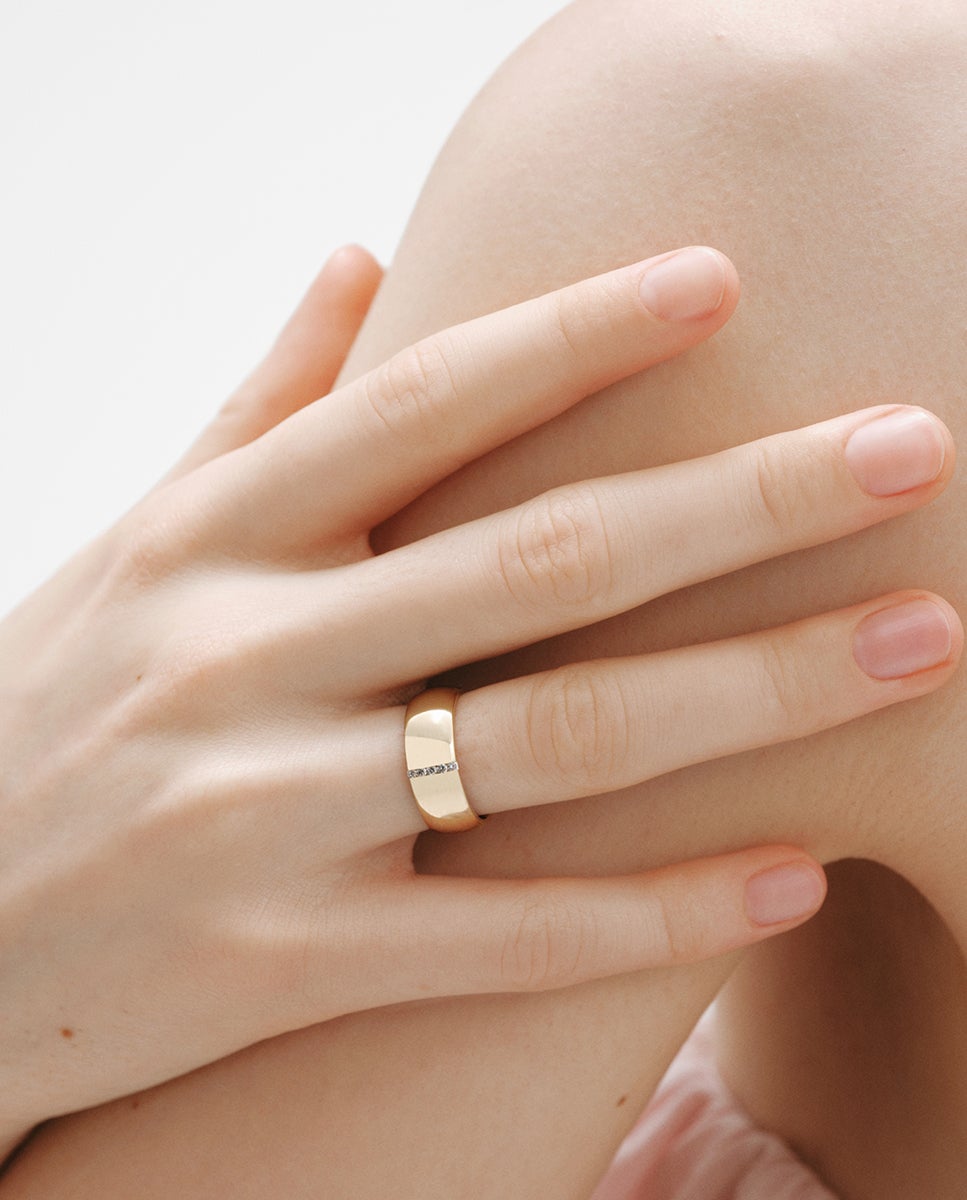 Anel de Compromisso de Ouro Amarelo de 9k com Diamantes Lab Grown Branco/Amarelo-2