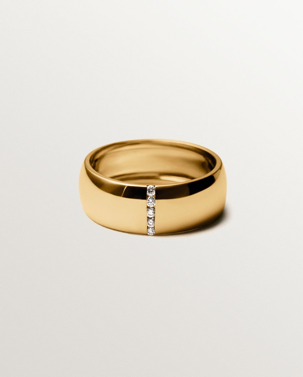 Anel de Compromisso de Ouro Amarelo de 9k com Diamantes Lab Grown Branco/Amarelo-3