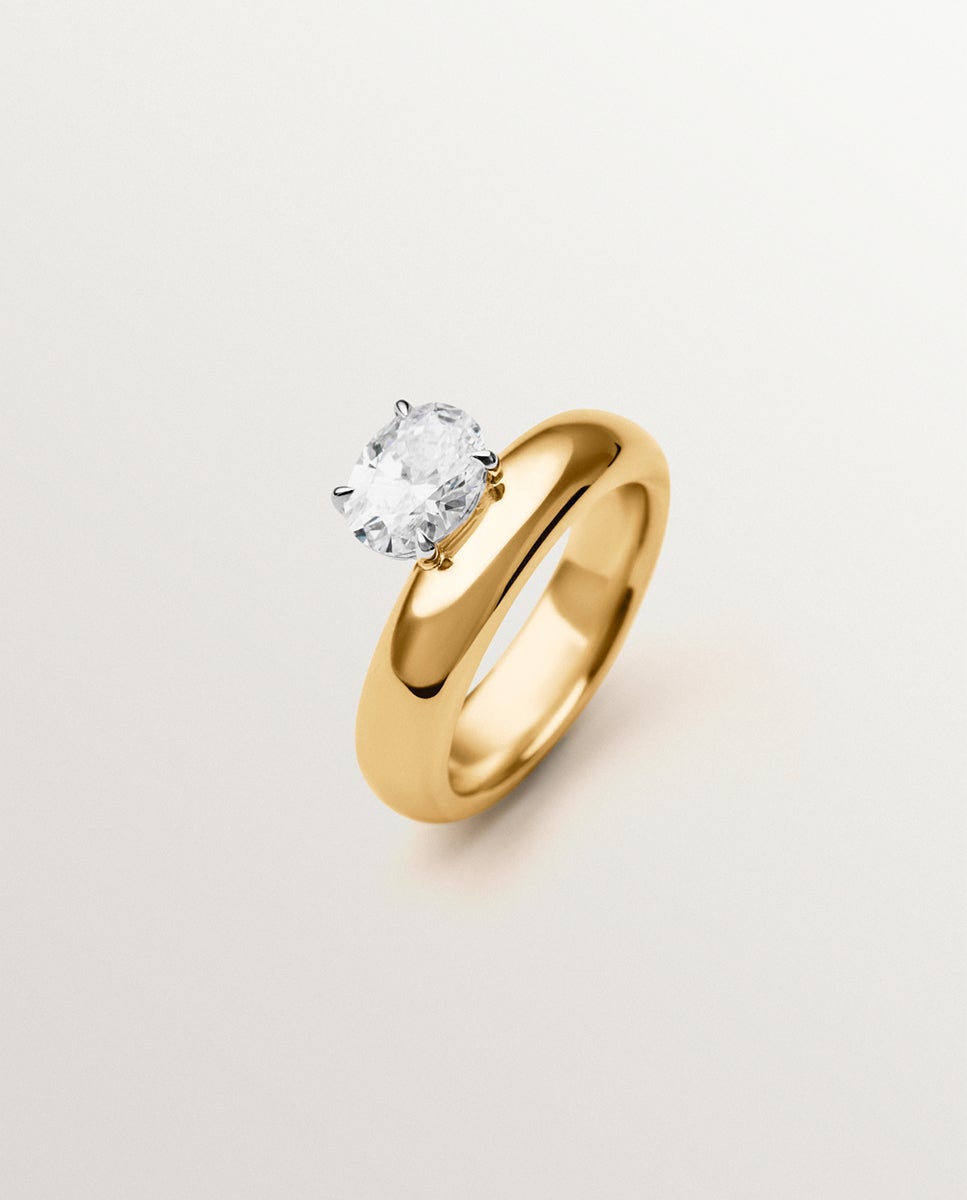 Imagem 0 de Anel de Compromisso de Ouro Amarelo de 9k com Diamante Lab Grown