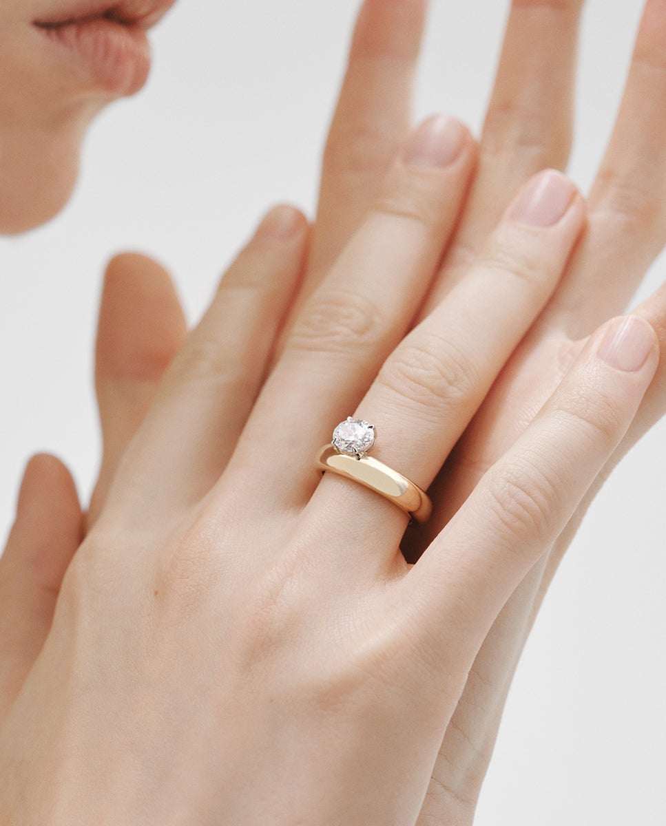 Anel de Compromisso de Ouro Amarelo de 9k com Diamante Lab Grown Ouro-2
