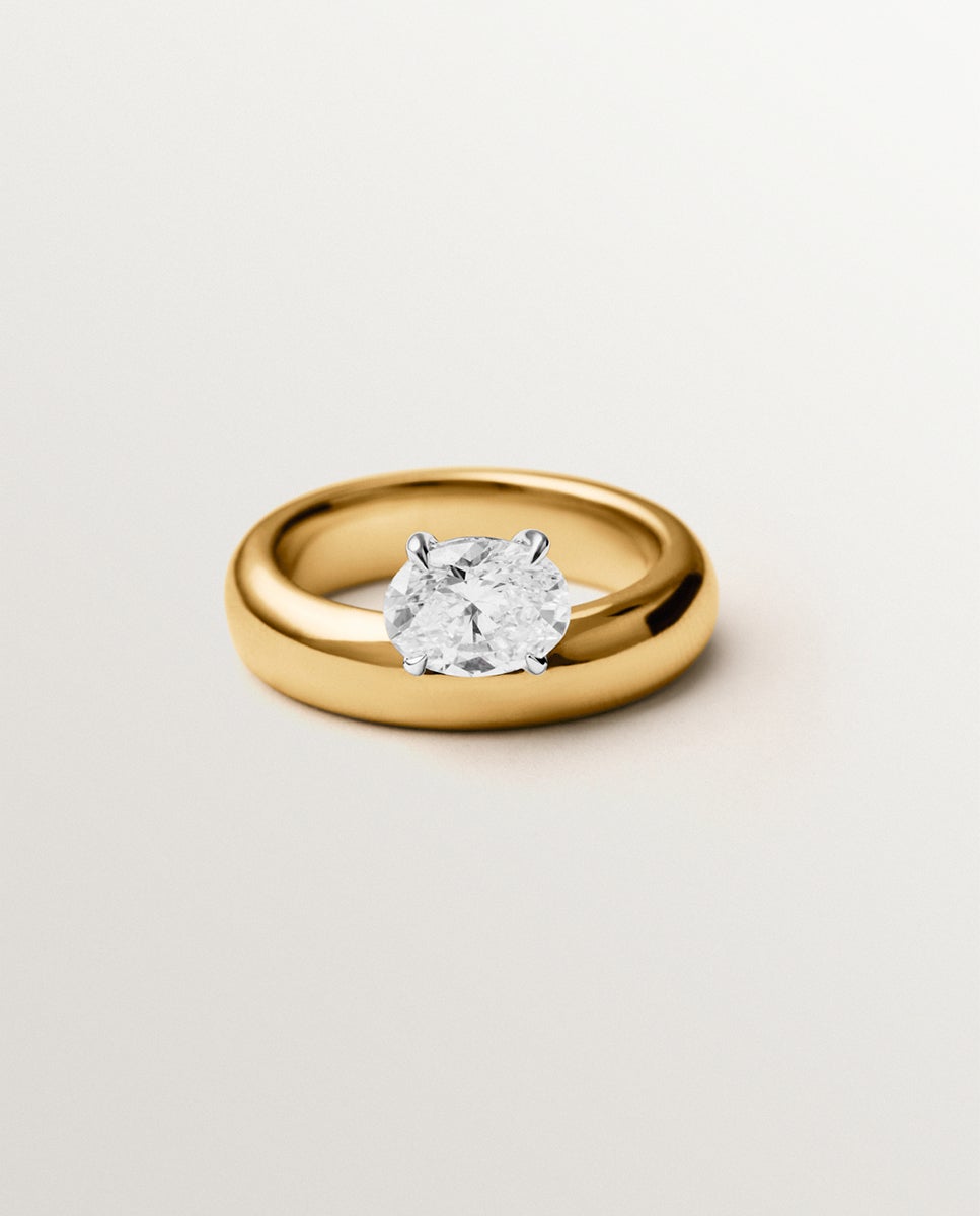 Anel de Compromisso de Ouro Amarelo de 9k com Diamante Lab Grown Ouro-3
