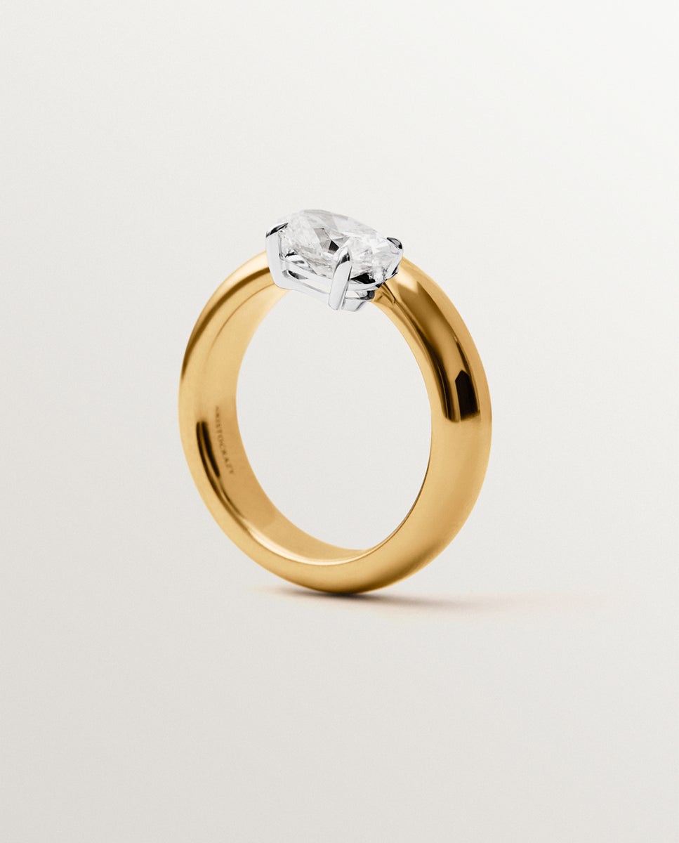 Anel de Compromisso de Ouro Amarelo de 9k com Diamante Lab Grown Ouro-5