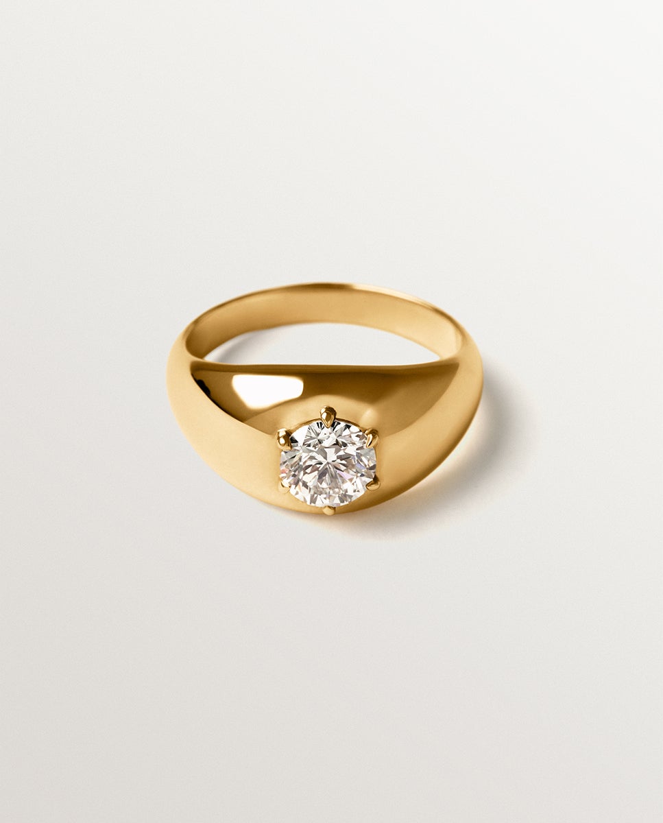 Anel de Compromisso de Ouro Amarelo de 9k com Diamante Lab Grown Ouro-2