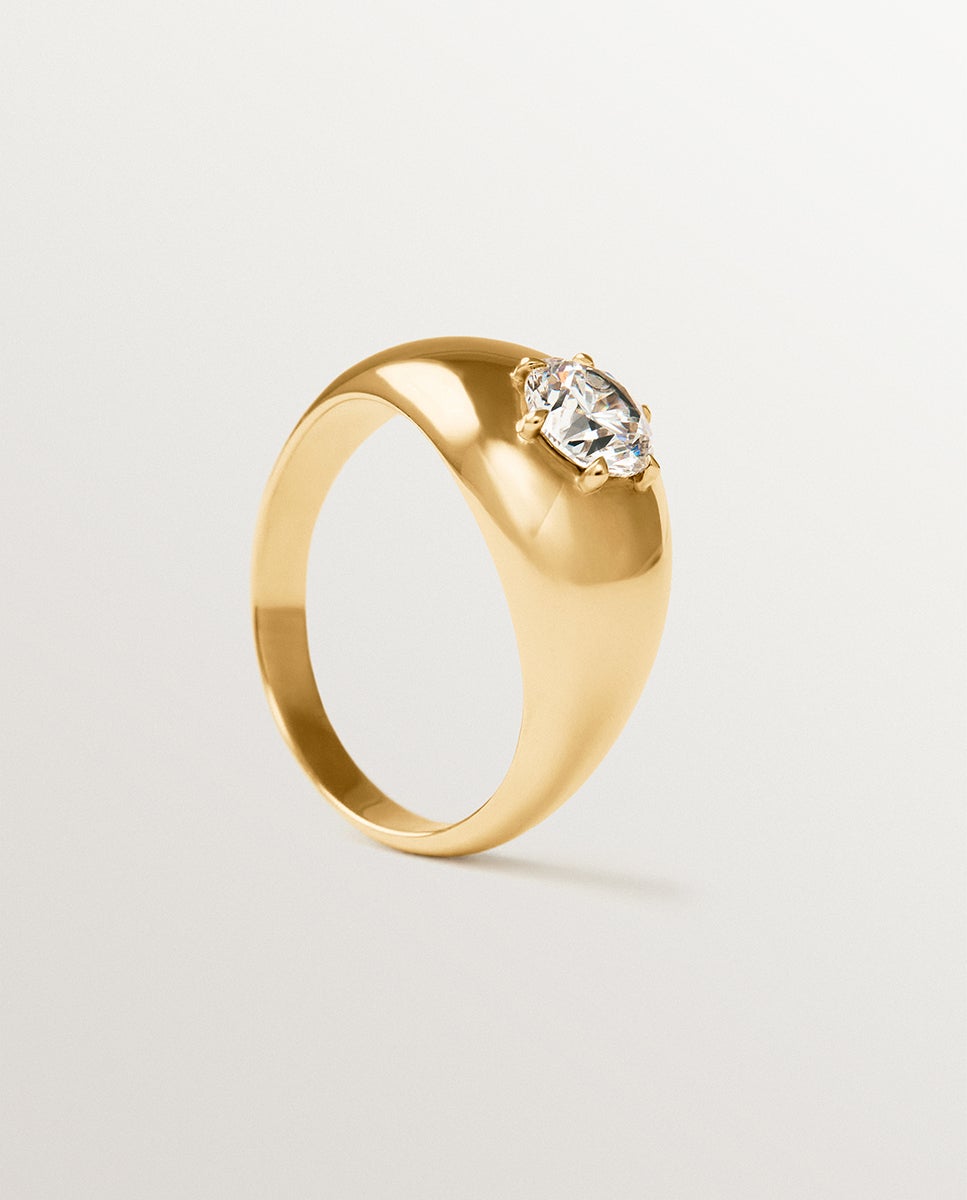Anel de Compromisso de Ouro Amarelo de 9k com Diamante Lab Grown Ouro-5