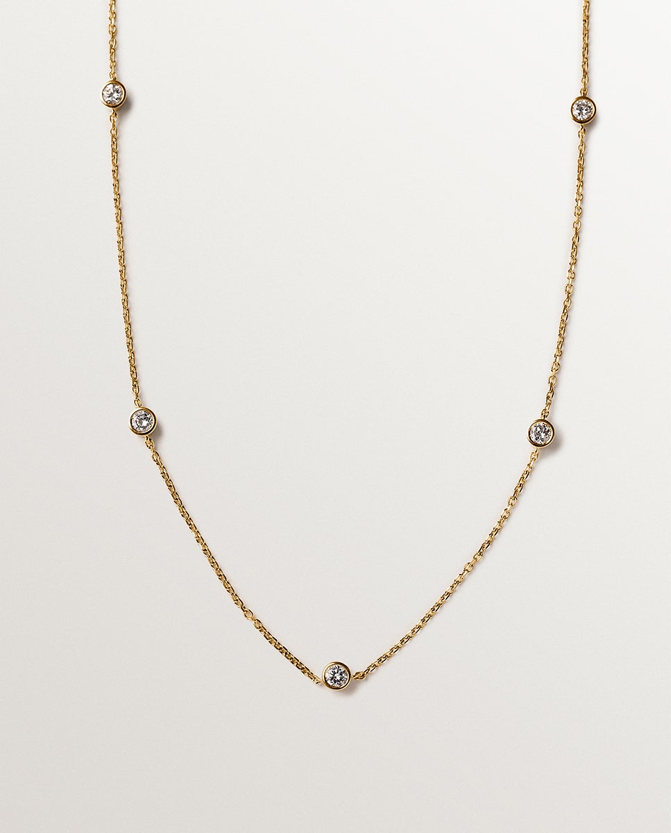 Imagem 0 de Colar de Ouro Amarelo de 9k com Diamantes Lab Grown