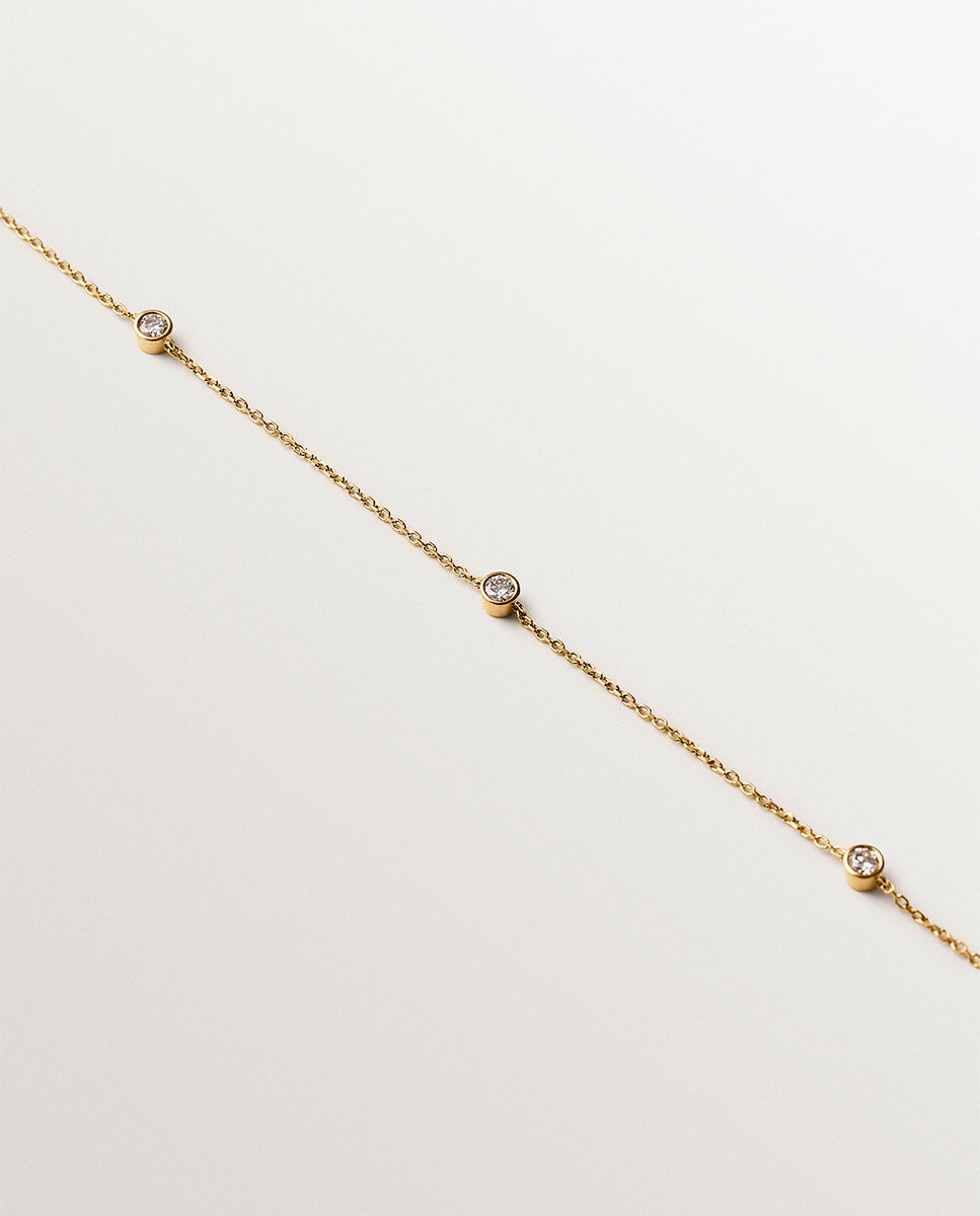 Colar de Ouro Amarelo de 9k com Diamantes Lab Grown Transparente-3