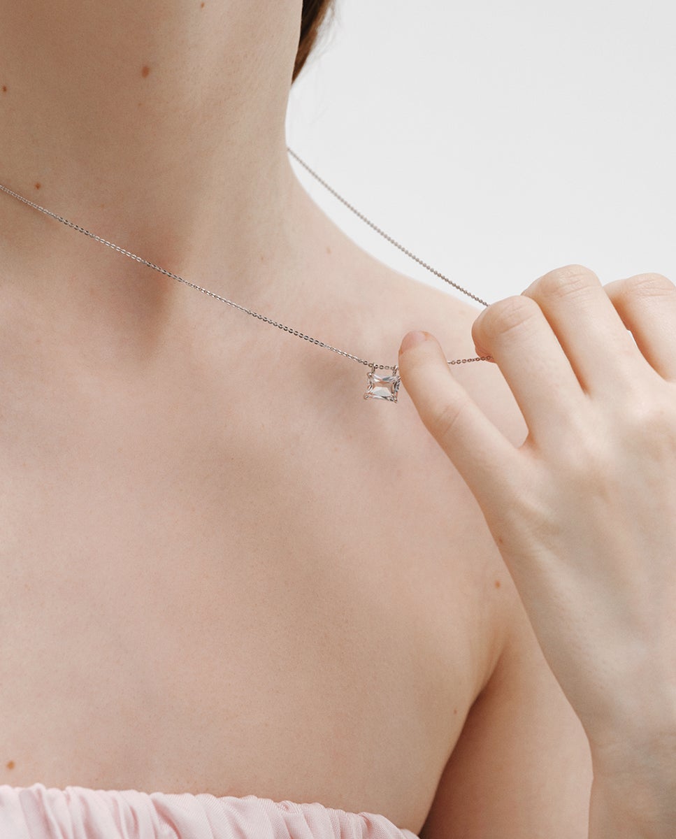 Imagem 0 de Corrente com Pendentes de Prata 925 com Quartzo em Branco