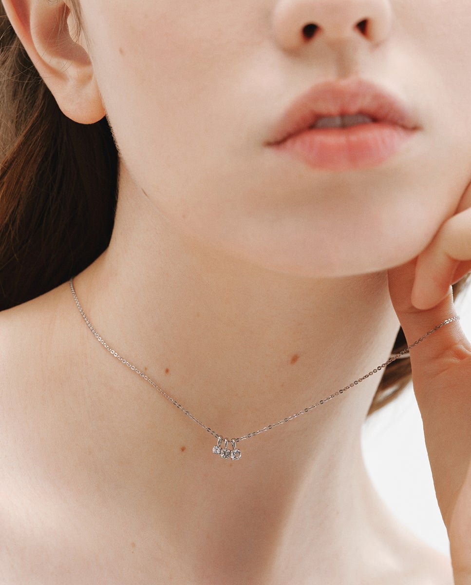Colar de Prata 925 com Quartzos Brancos Transparente-2