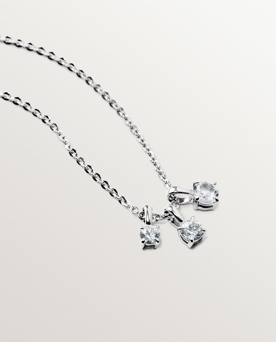 Colar de Prata 925 com Quartzos Brancos Transparente-3