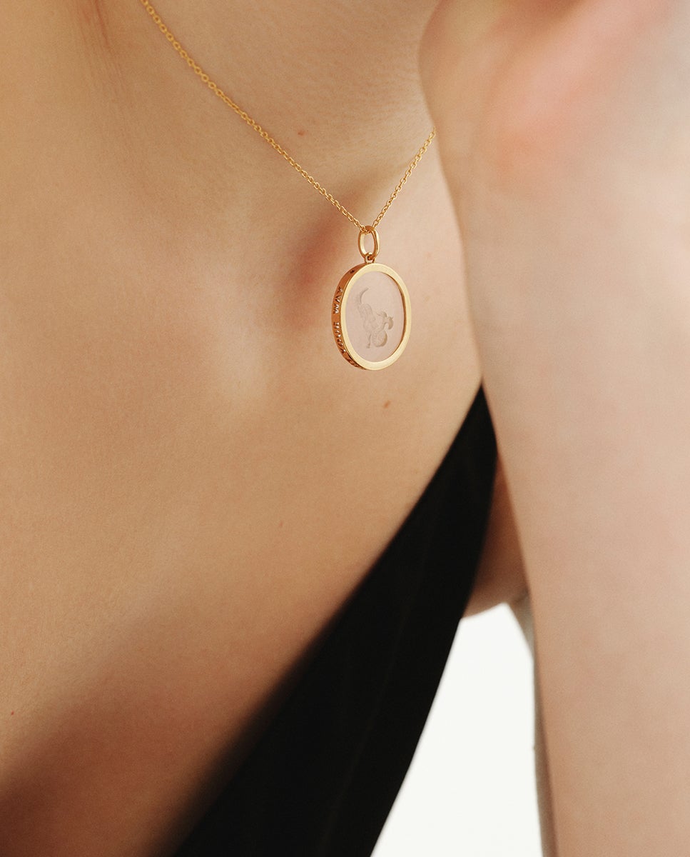 Charm Capricórnio de Prata 925 Banhada em Ouro Amarelo de 18k e Cristal de Rocha Transparente-2