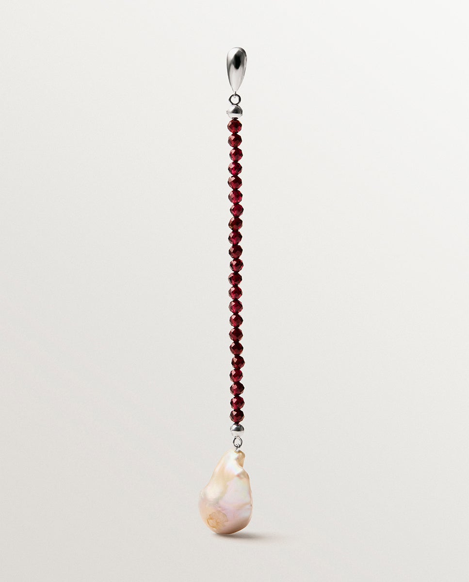 Imagem 0 de Pendentes Compridos de Prata 925 Banhada em Ouro Amarelo de 18k com Granadas e Pérola