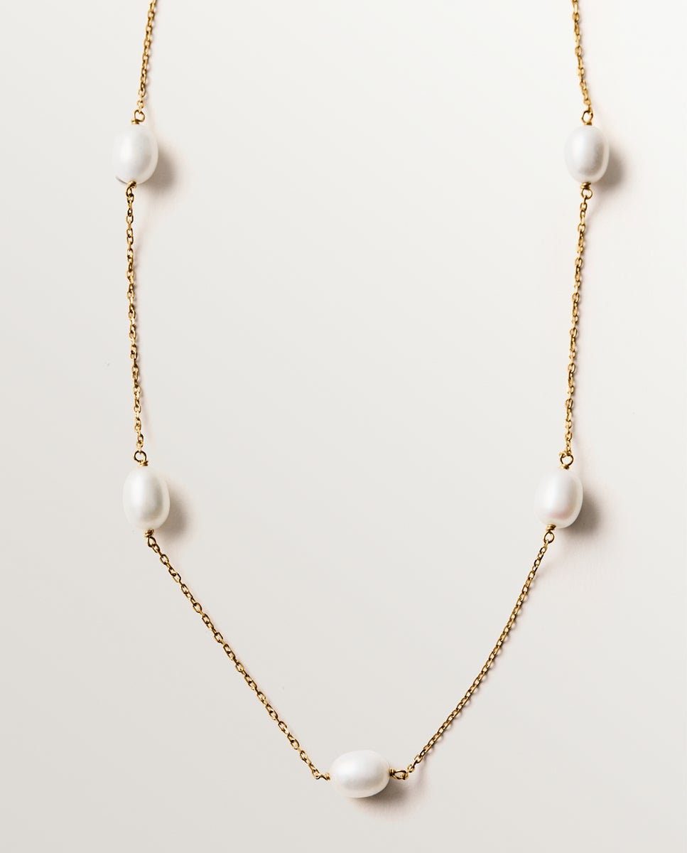 Imagem 0 de Corrente com Pendentes de Prata 925 Banhada em Ouro Amarelo de 18k com Pérolas