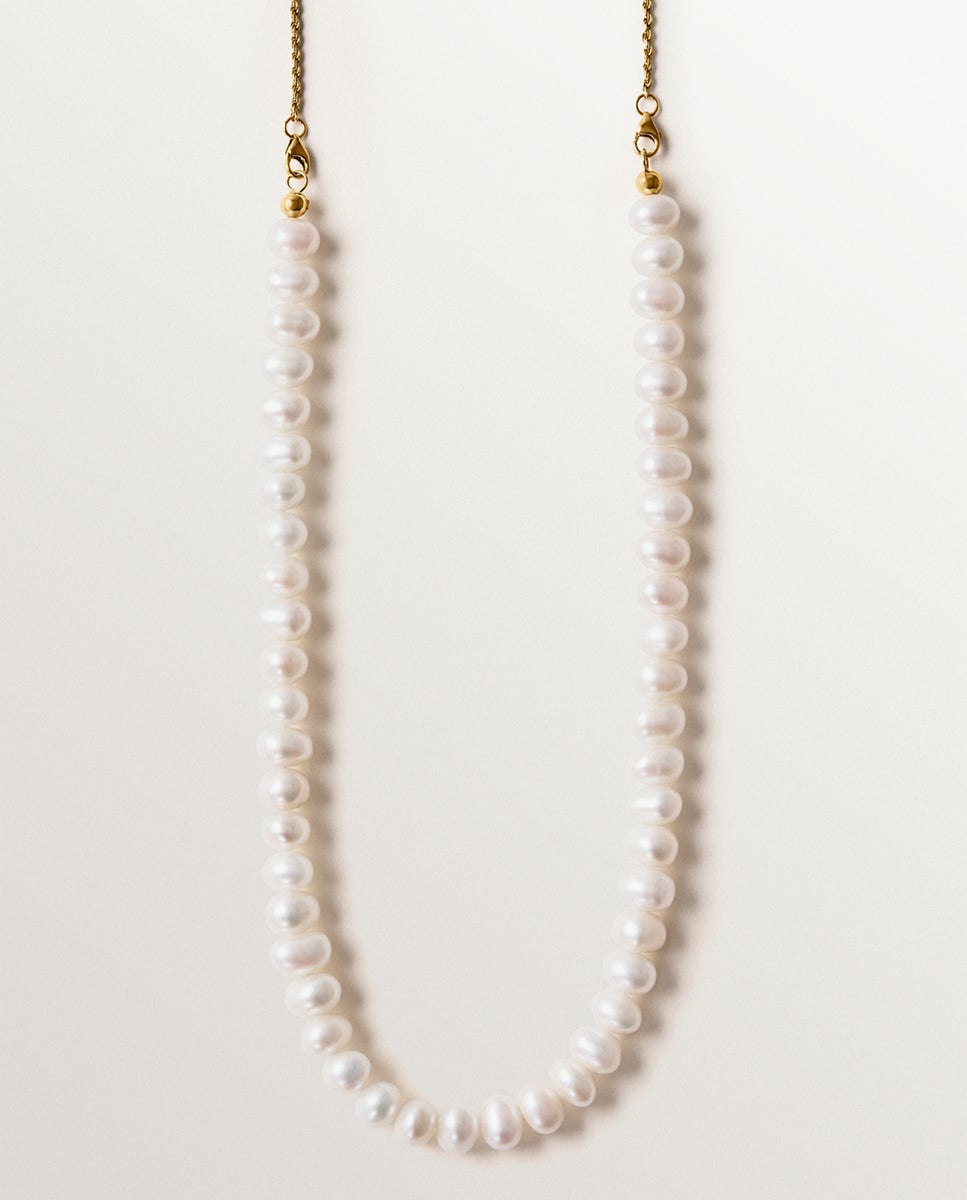 Colar de Prata 925 Banhada em Ouro Amarelo de 18k com Pérolas Ouro-1