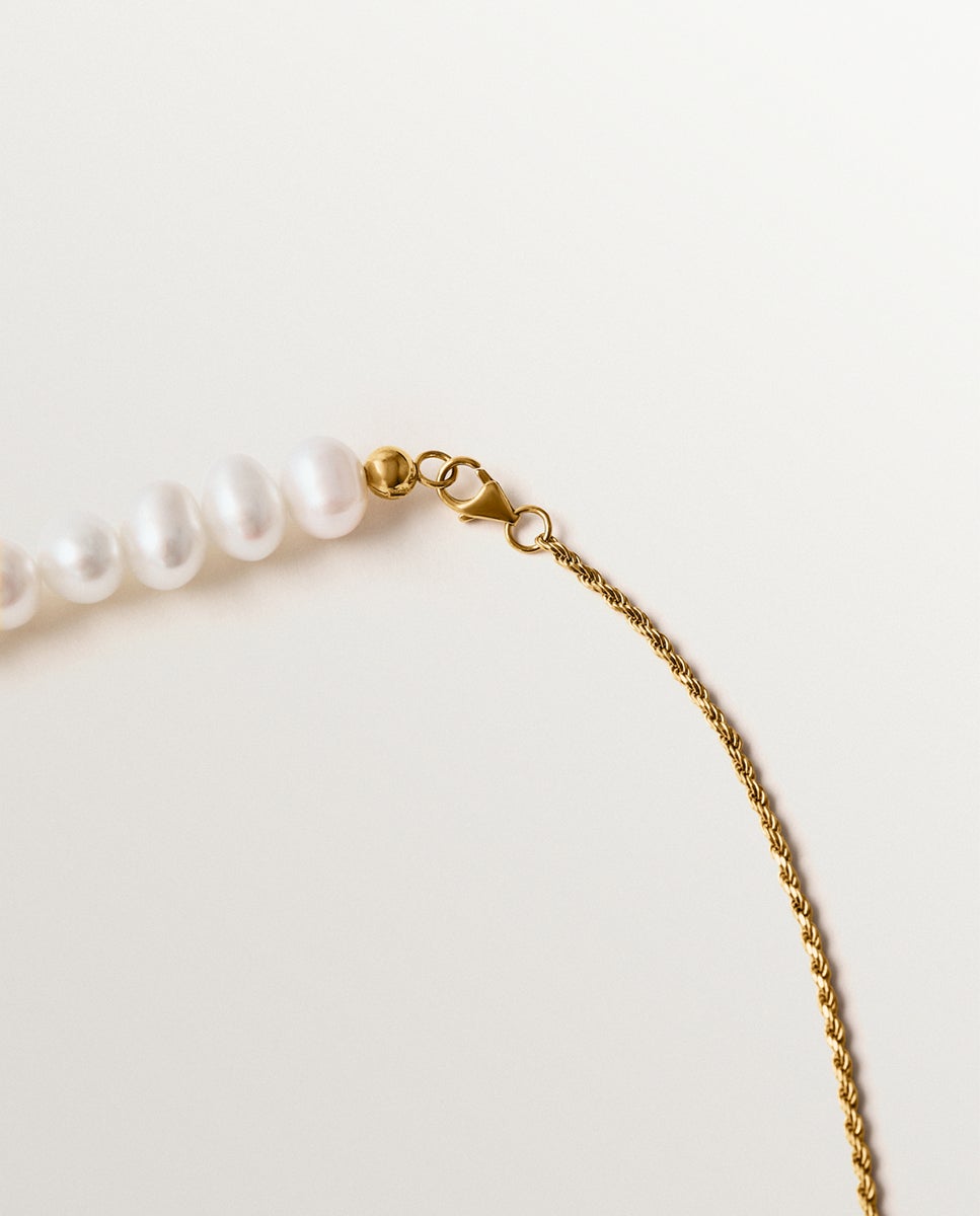 Colar de Prata 925 Banhada em Ouro Amarelo de 18k com Pérolas Ouro-3
