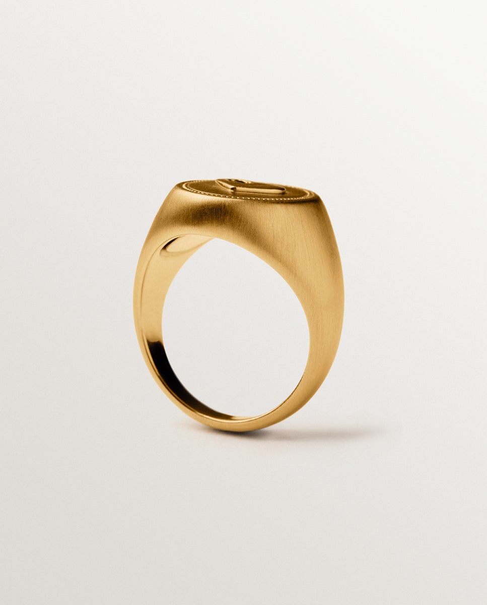 Anel Liso de Prata com Banho em Ouro Amarelo de 18k com Granada Rosa Ouro-5