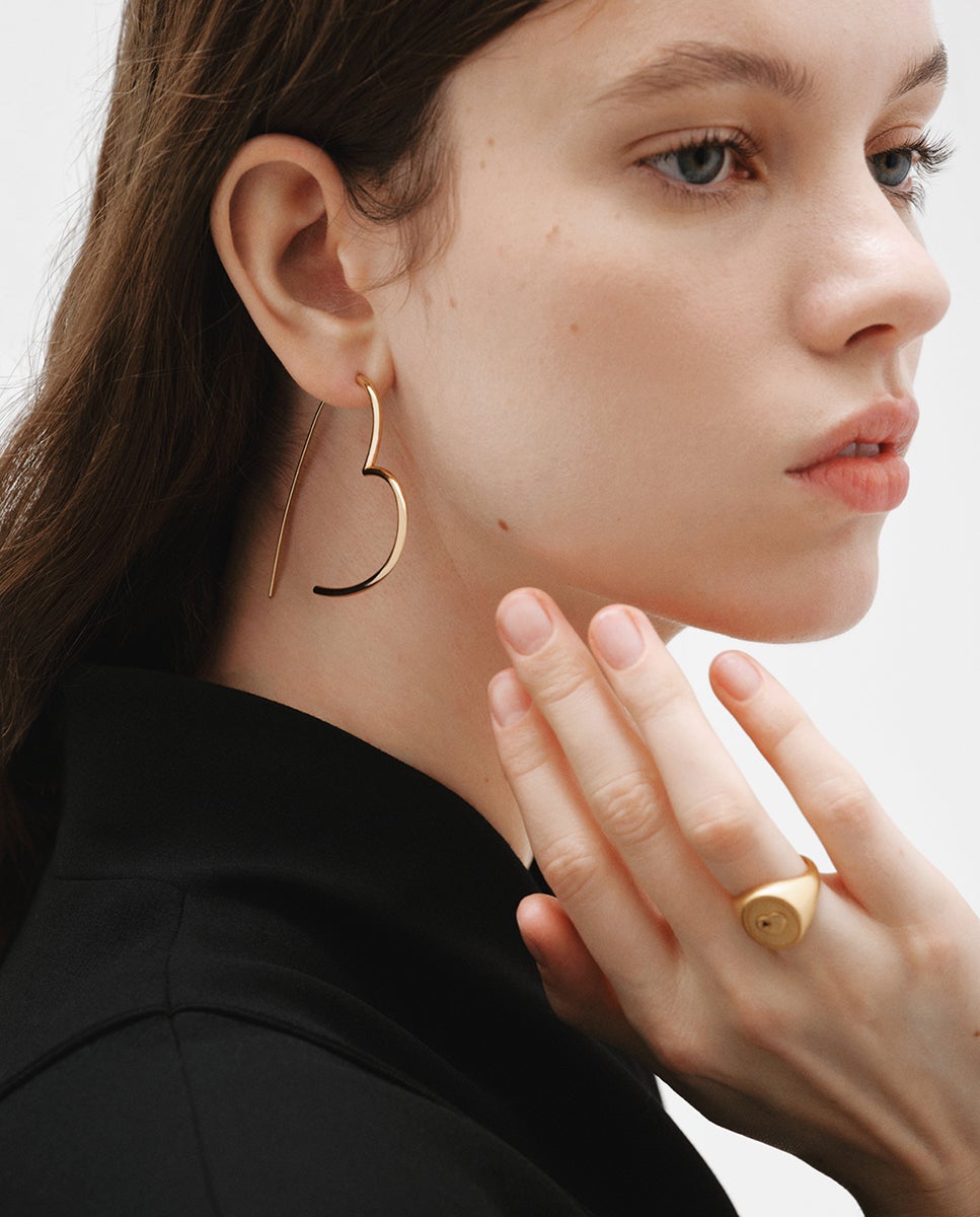 Anel Liso de Prata com Banho em Ouro Amarelo de 18k com Granada Rosa Ouro-6