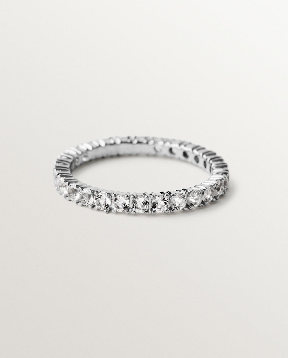 Imagem 0 de Aliança de Prata 925 com Topázios Brancos