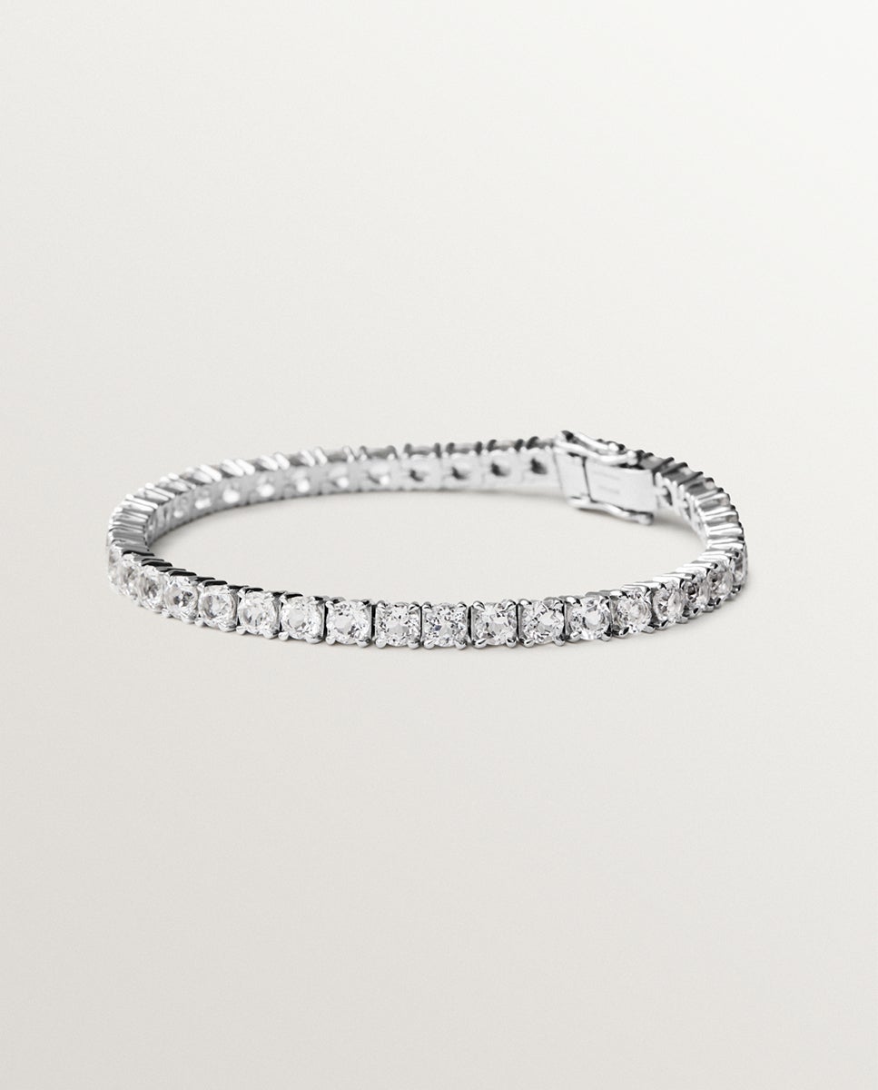 Imagem 0 de Pulseira Rivière de Prata 925 com Topázios Brancos