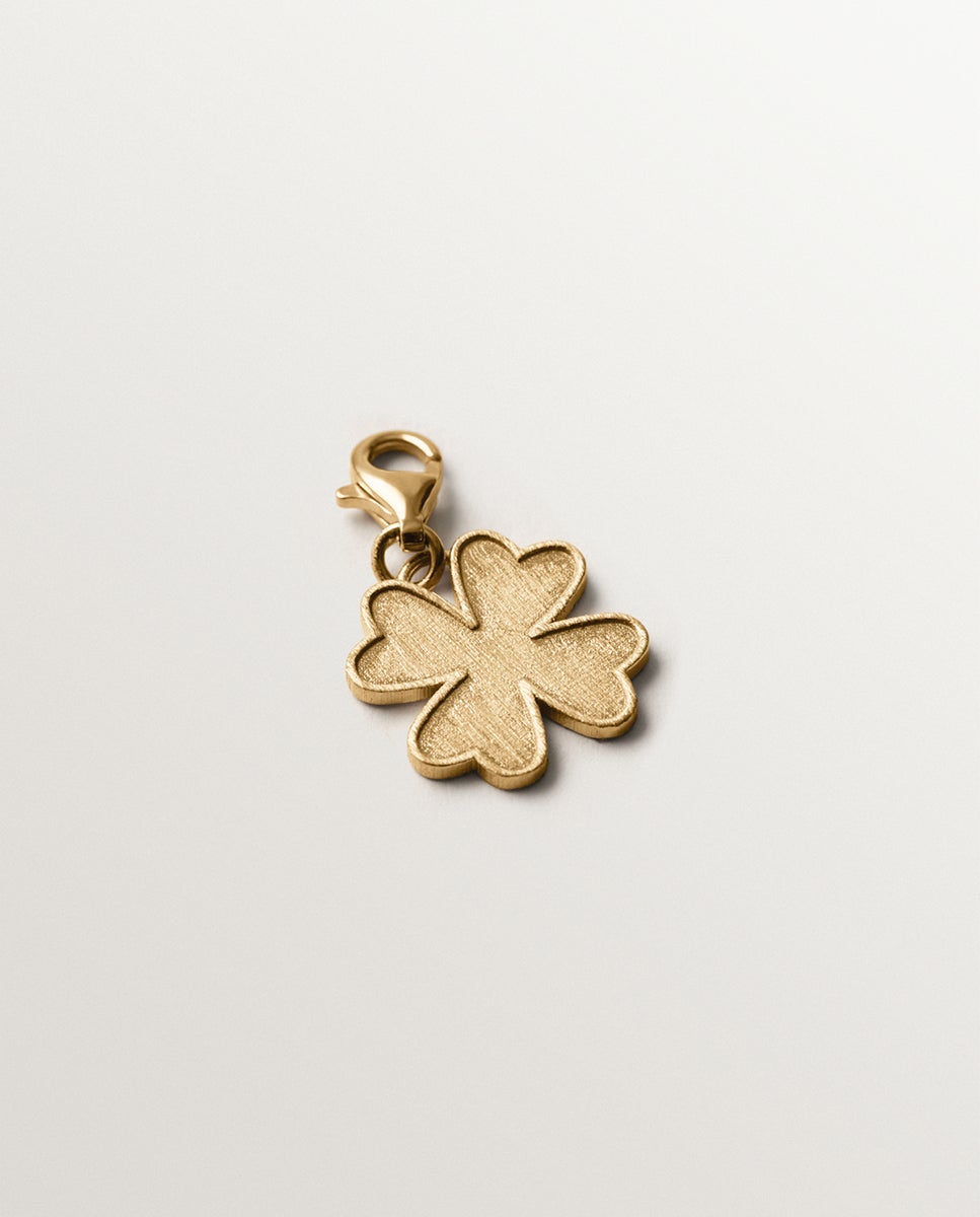 Charm de Prata 925 Banhada em Ouro Amarelo de 18k com Forma de Trevo Dourado-5