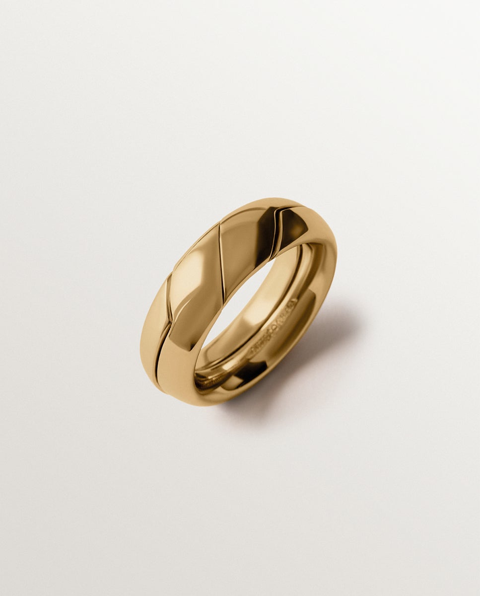 Anel Gimmel Banhado em Ouro Amarelo Dourado-1