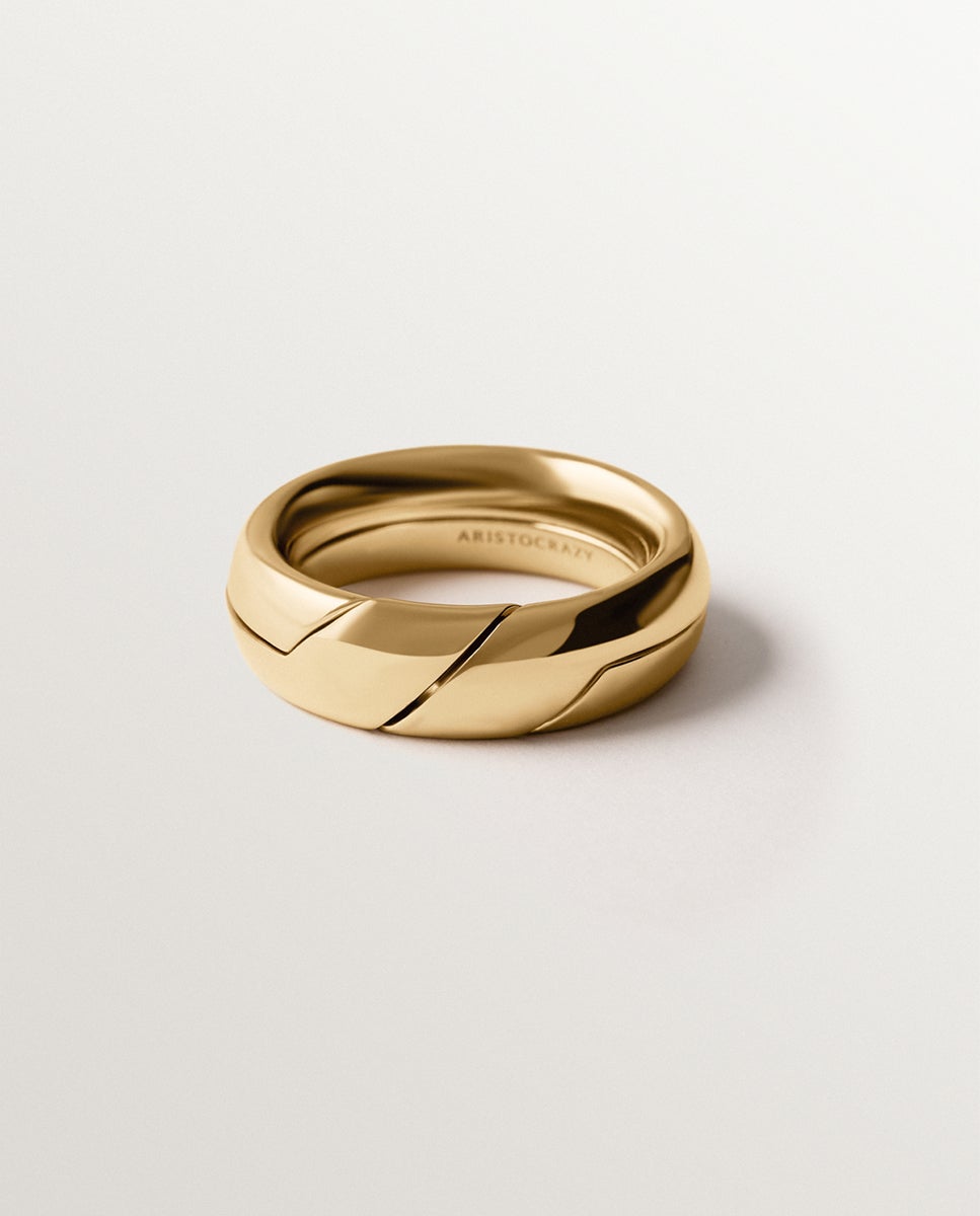 Anel Gimmel Banhado em Ouro Amarelo Dourado-2