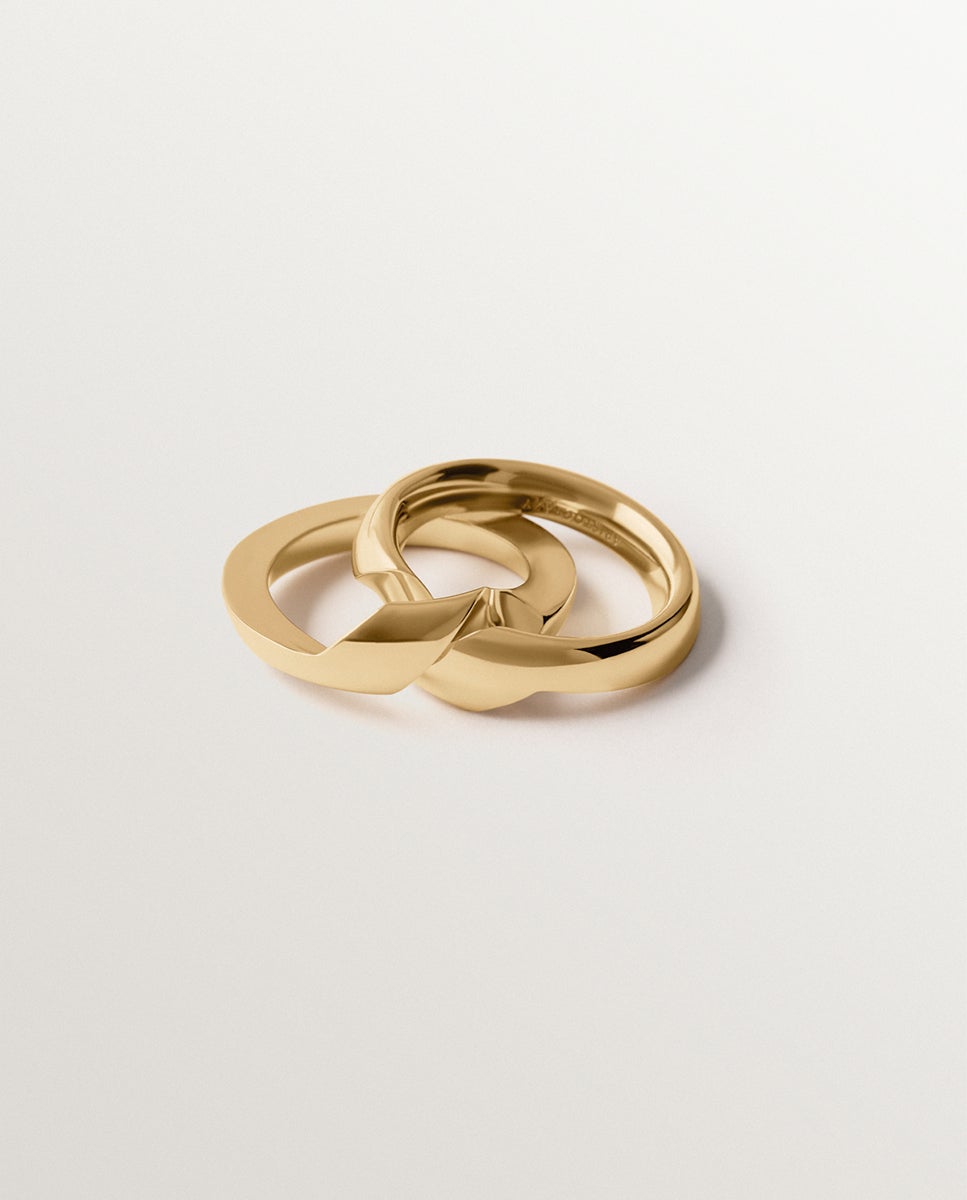 Anel Gimmel Banhado em Ouro Amarelo Dourado-3