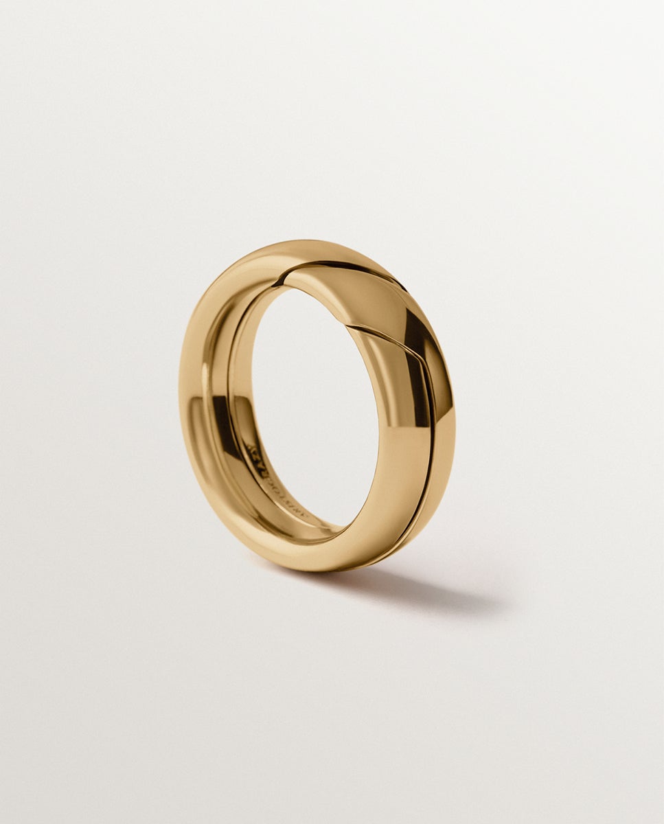 Anel Gimmel Banhado em Ouro Amarelo Dourado-4