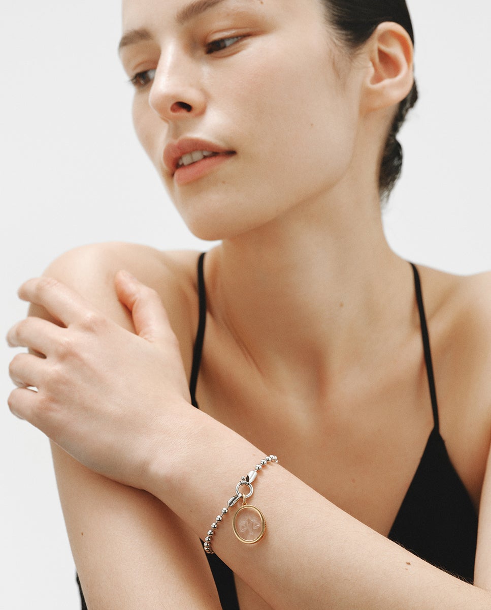 Charm Libra de Prata 925 Banhada em Ouro Amarelo de 18k e Cristal de Rocha Transparente-4
