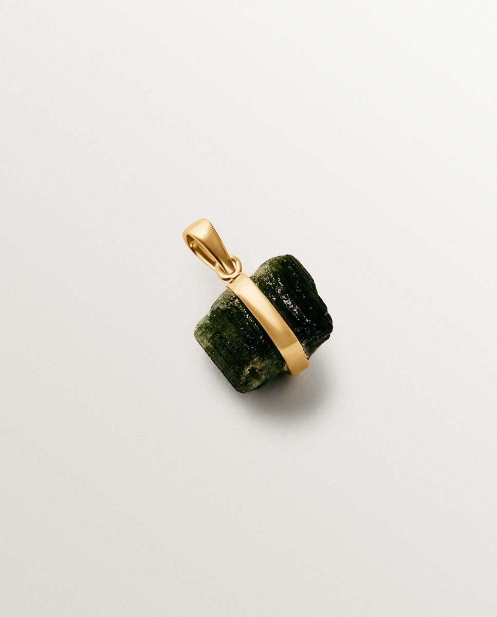 Charm Pedra de Nascimento Outubro com Turmalina Verde Verde-escuro-3
