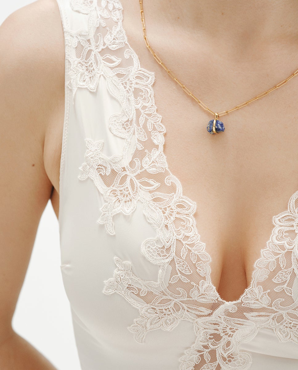 Charm de Prata 925 Banhada em Ouro Amarelo de 18k com Lápis-lazúli Azul-elétrico-2
