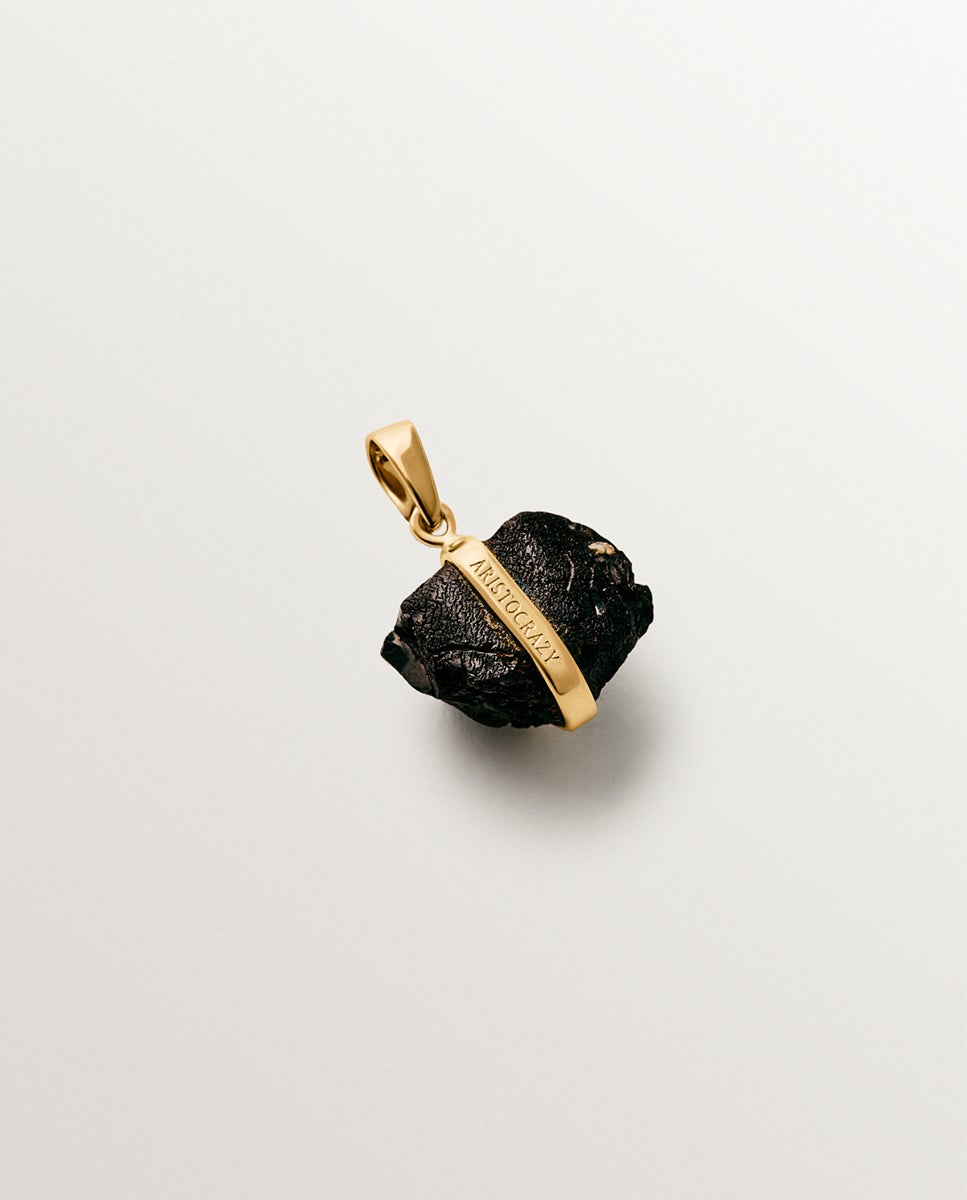 Charm de Prata 925 Banhada em Ouro Amarelo de 18k com Ónix Preto Preto-3