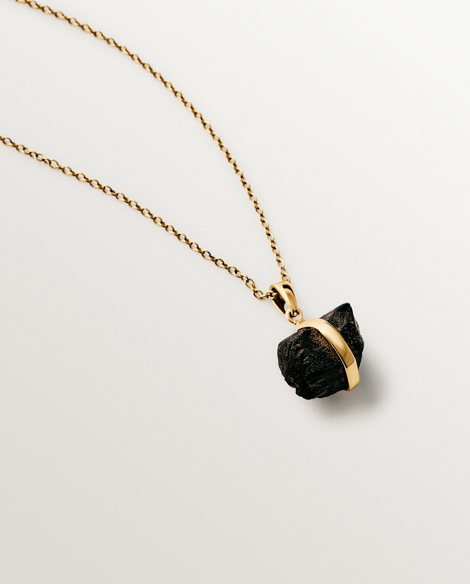 Charm de Prata 925 Banhada em Ouro Amarelo de 18k com Ónix Preto Preto-5