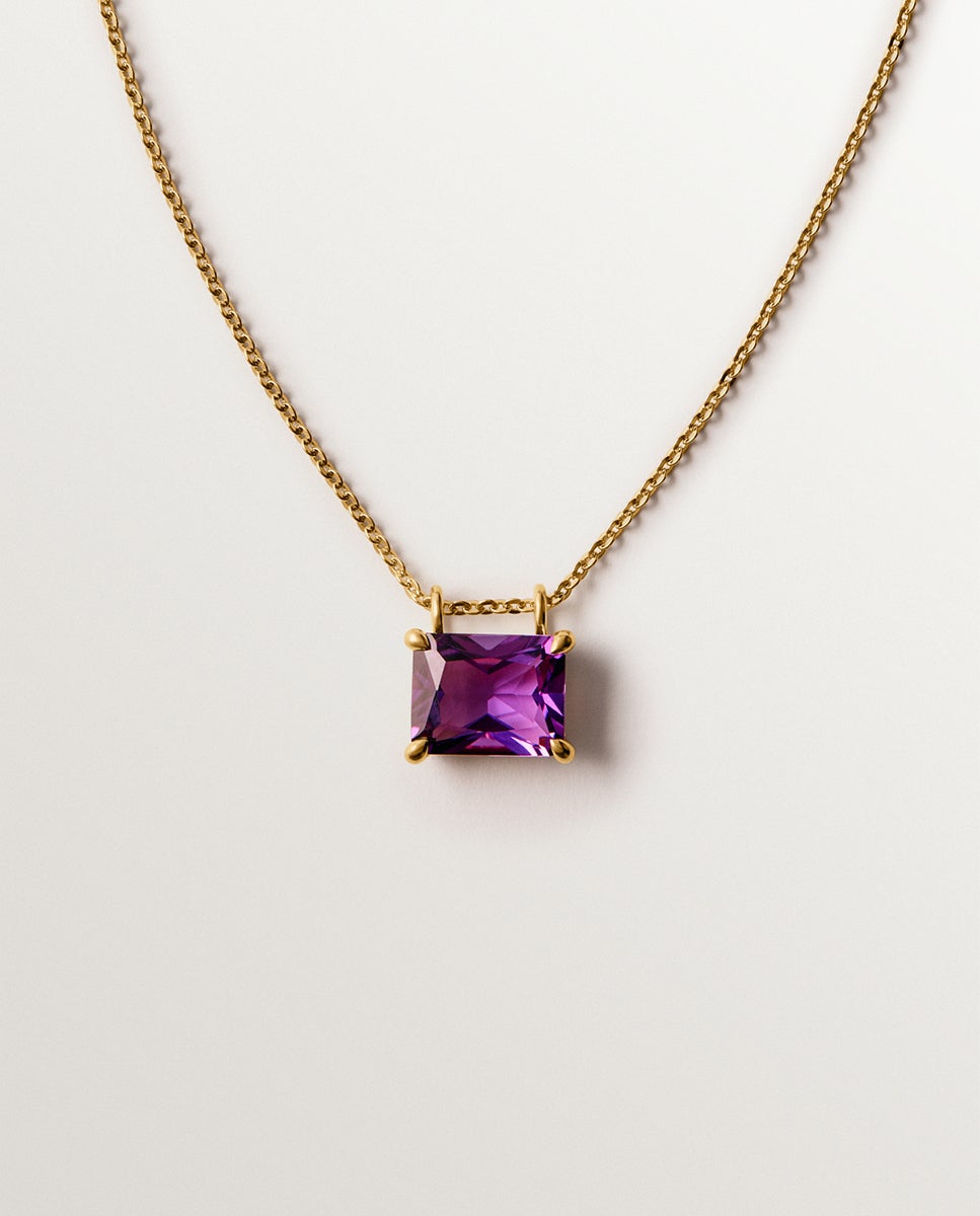 Imagem 0 de Corrente com Pingente de Prata 925 Banhada a Ouro Amarelo de 18k com Ametista Rosa