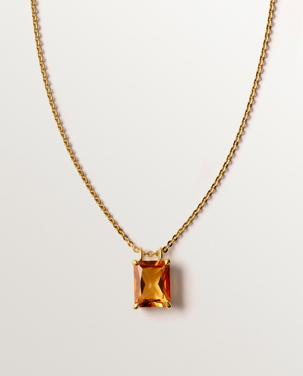 Imagem 0 de Corrente com Pingente de Prata 925 Banhada a Ouro Amarelo de 18k com Citrino Laranja