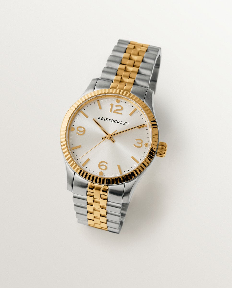Imagem 0 de Relógio St. Barth Armis com Bracelete Bicolor de Aço em Cinzento e Amarelo e Mostrador Acinzentado