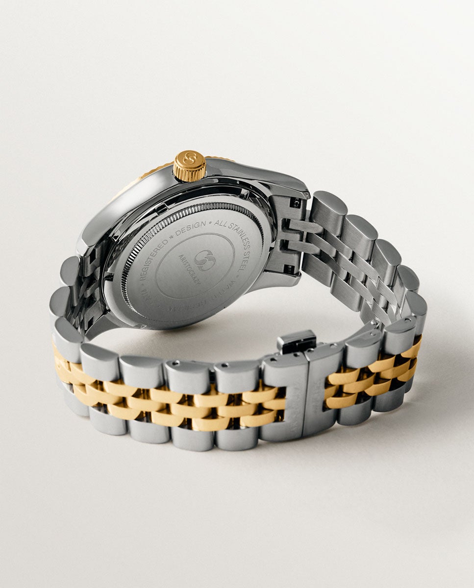 Relógio St. Barth Armis com Bracelete Bicolor de Aço em Cinzento e Amarelo e Mostrador Acinzentado Dourado-3