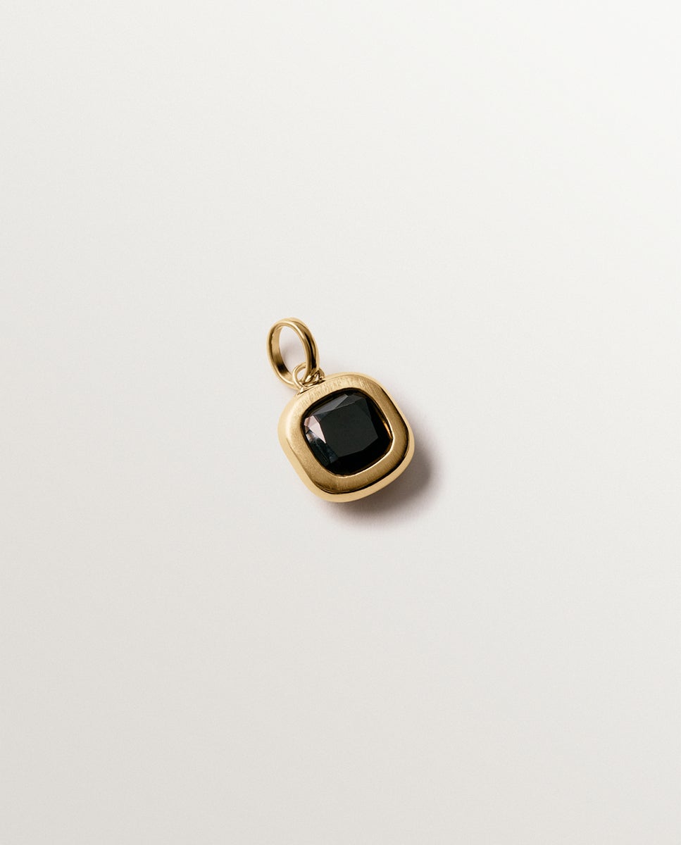 Imagem 0 de Charm de Prata 925 Banhada em Ouro Amarelo de 18k com Espinela Negra