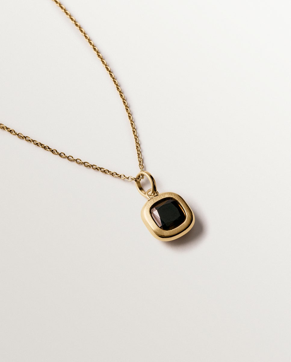 Charm de Prata 925 Banhada em Ouro Amarelo de 18k com Espinela Negra Preto-5