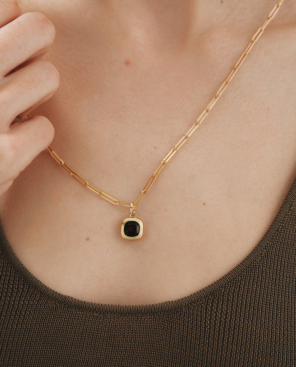Charm de Prata 925 Banhada em Ouro Amarelo de 18k com Quartzo Fumê Castanho-2