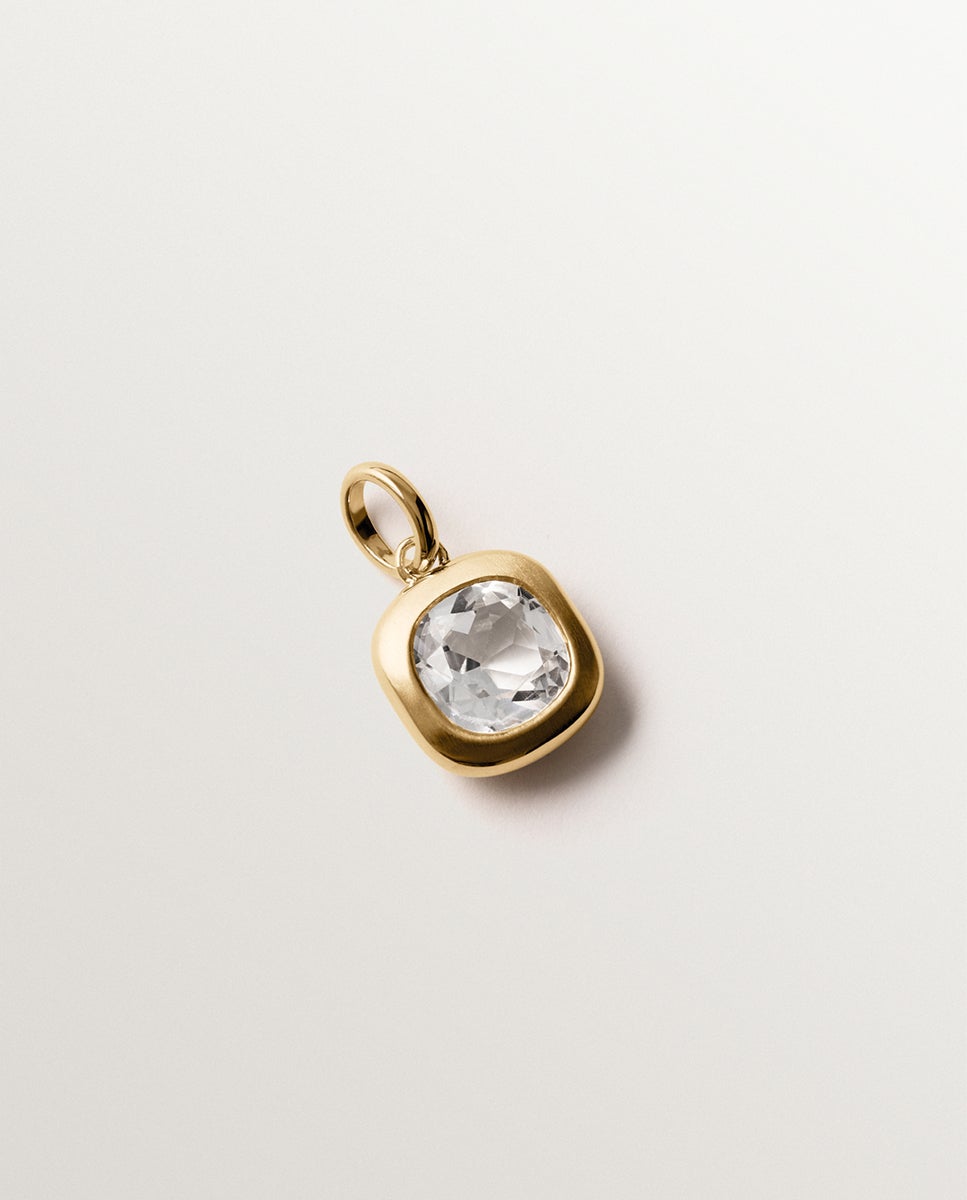 Imagem 0 de Charm de Prata 925 Banhada em Ouro Amarelo de 18k com Topázio Branco
