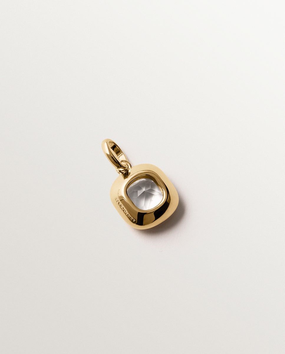 Charm de Prata 925 Banhada em Ouro Amarelo de 18k com Topázio Branco Branco-3